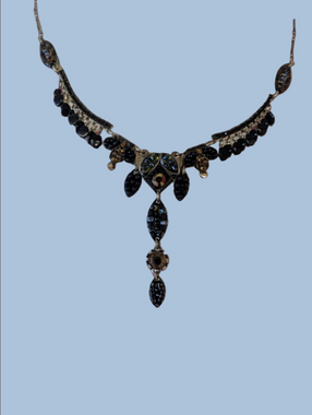 VINTAGE Necklace Ayala Bar Black Crystal Drop  Women's Jewelry
